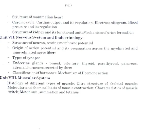 Biochemistry And Physiology B.Sc.2nd Sem.Zoology testbook Syllabus Page 2nd.