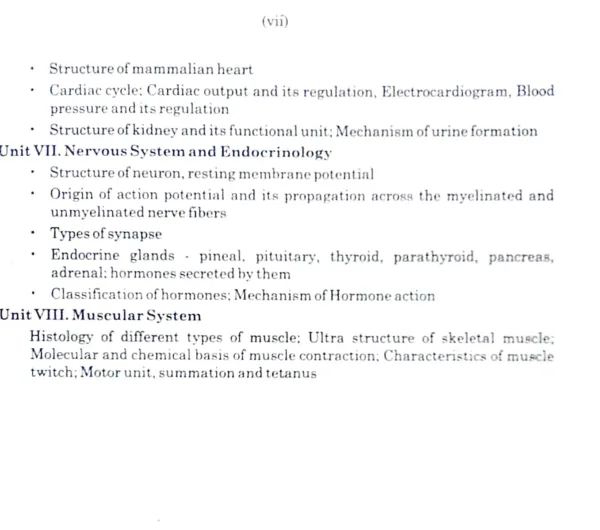 Biochemistry And Physiology B.Sc.2nd Sem.Zoology testbook Syllabus Page 2nd.