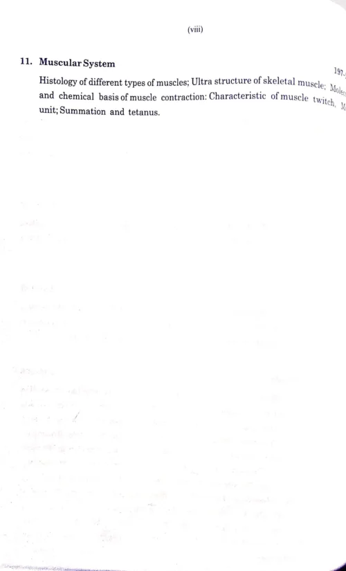 Biochemistry And Physiology Zoology 4rth Contents Page.