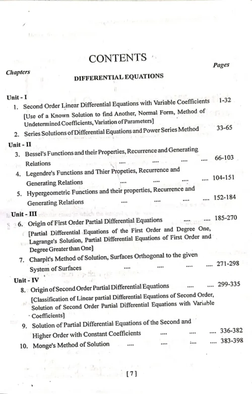 differencial Equations Rpp Contents Page No.1st.