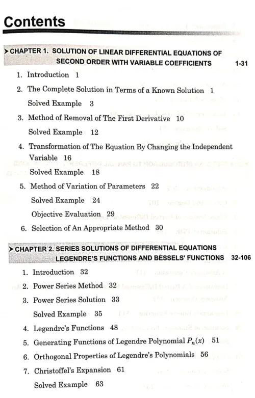 Differential Equations Contents Page No.1st