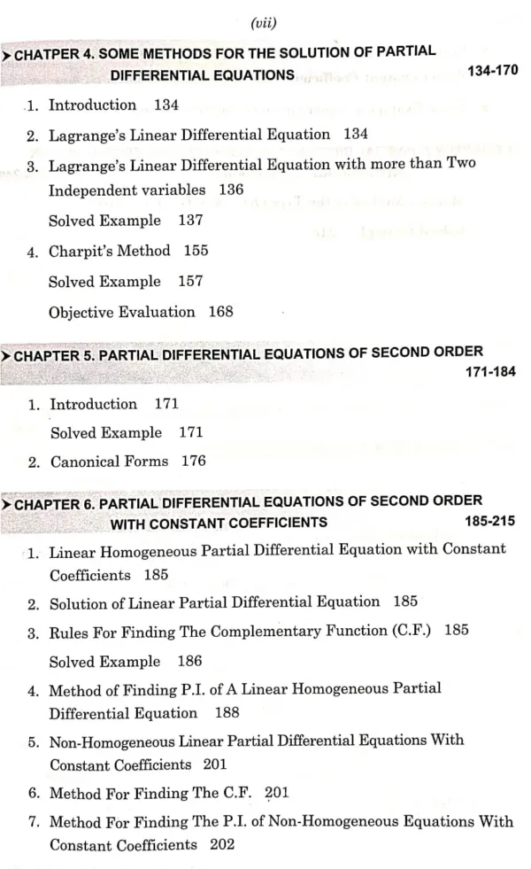 Differential Equations Contents Page No. 4th.