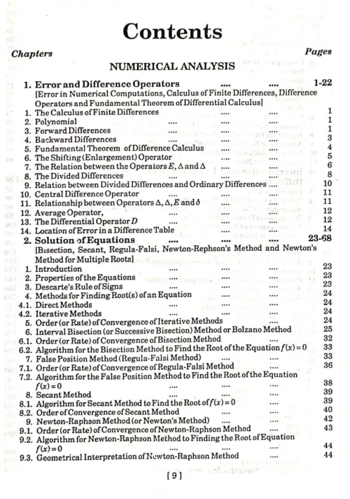 Numerical Analysis Rpp Contents Page 1st.
