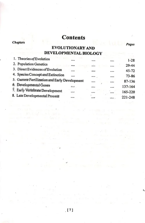 Zoology 6sem 1st paper Contents Page