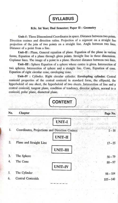 geometry 2nd sem paper 1st Contents Page.